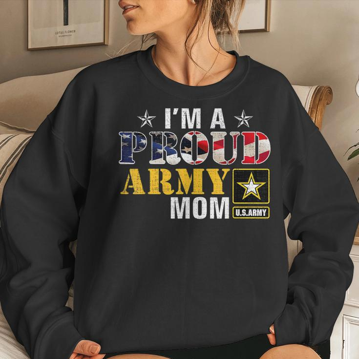 I'm A Proud Army Mom American Flag Military Veteran Women Sweatshirt Gifts for Her