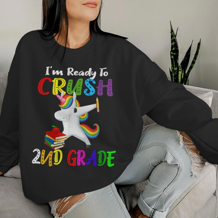 I'm Ready To Crush 2Nd Grade Second Grader Dabbing Unicorn Women Sweatshirt Gifts for Her