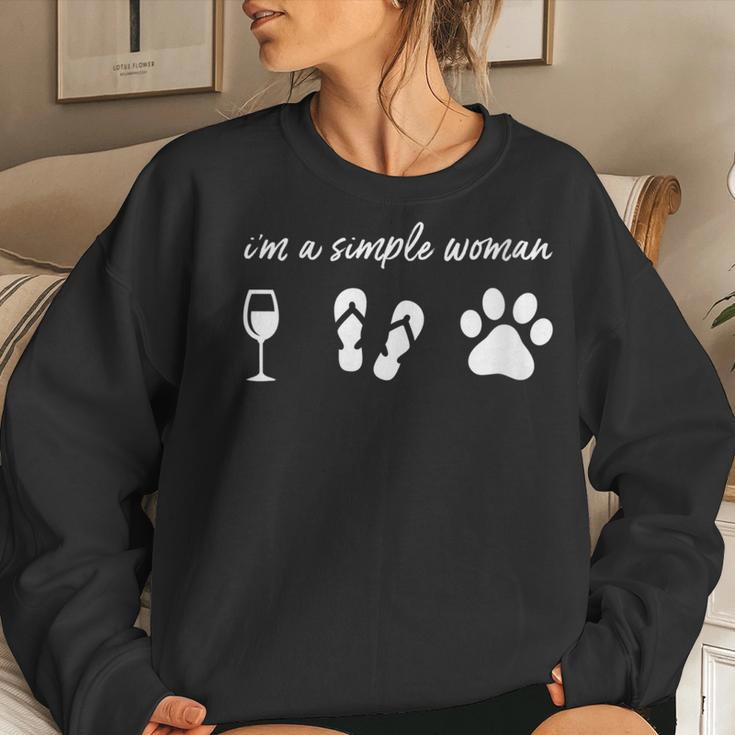 I'm A Simple Woman Wine Flip Flops Dog Paw Cute Women Sweatshirt Gifts for Her