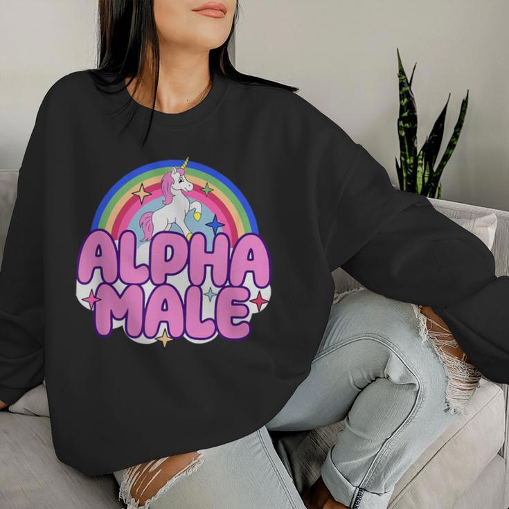 Ironic Alpha Male Unicorn Rainbow For Women Women Sweatshirt Gifts for Her