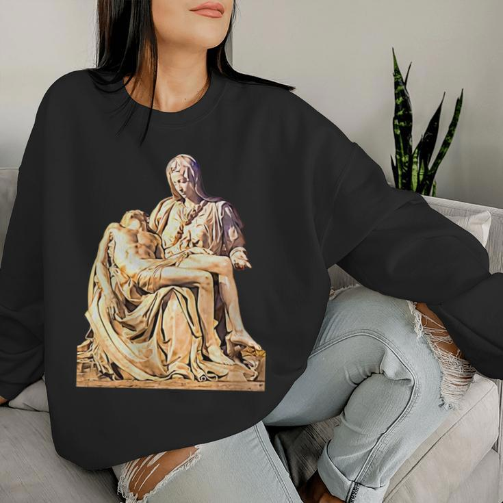 Italian Sculptor Michelangelo Pieta Statue Jesus Mother Mary Women Sweatshirt Gifts for Her