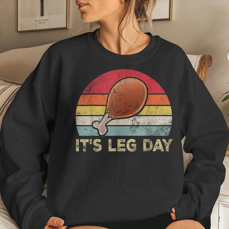 It's Leg Day Turkey Legs Vintage Thanksgiving Women Women Sweatshirt Gifts for Her