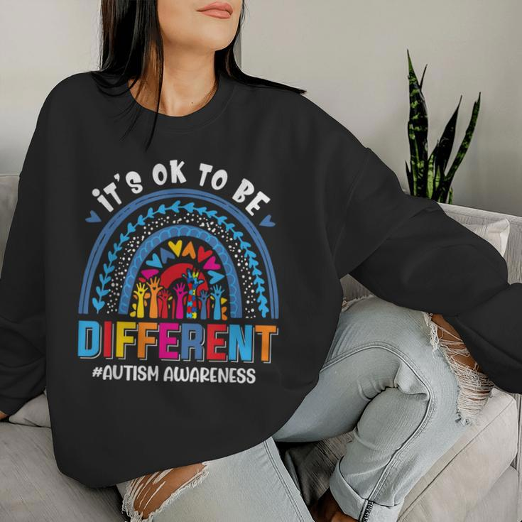 It's Ok To Be Different Autism Awareness Leopard Rainbow Kid Women Sweatshirt Gifts for Her