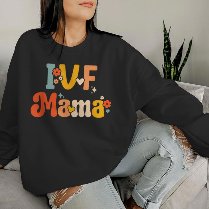 Ivf Mama Groovy Rainbow Ivf Mom Fertility Surrogate Women Sweatshirt Gifts for Her