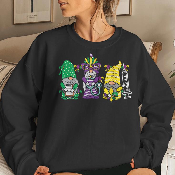 Jester Gnomes Nurse Mardi Gras Rn Icu Nicu Er Scrub Women Sweatshirt Gifts for Her