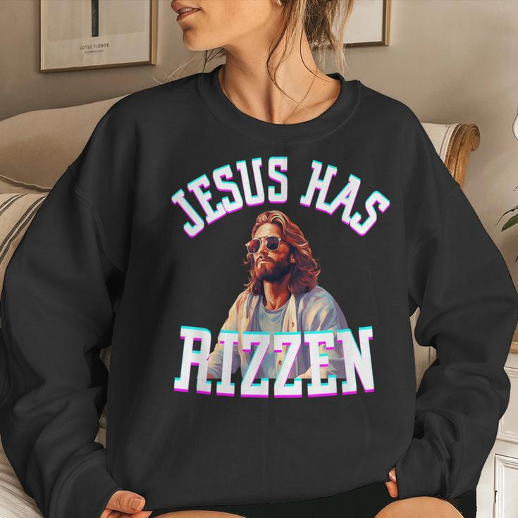 Jesus Has Rizzen Christian Meme Novelty Jesus Christ Women Sweatshirt Gifts for Her