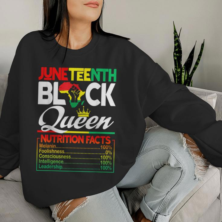 Junenth Black Queen Nutritional Facts Freedom Day Women Sweatshirt Gifts for Her