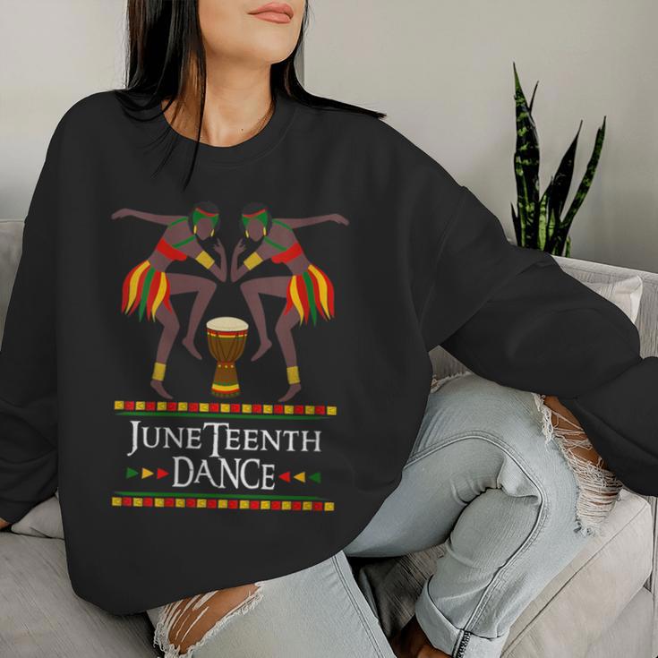 Junenth Dance American African Dancer With Djembe Drum Women Sweatshirt Gifts for Her