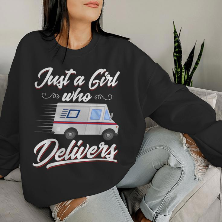 Just A Girl Who Delivers Postwoman Mail Truck Driver Women Sweatshirt Gifts for Her