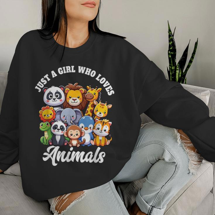 Just A Girl Who Loves Animals Wild Cute Zoo Animals Girls Women Sweatshirt Gifts for Her