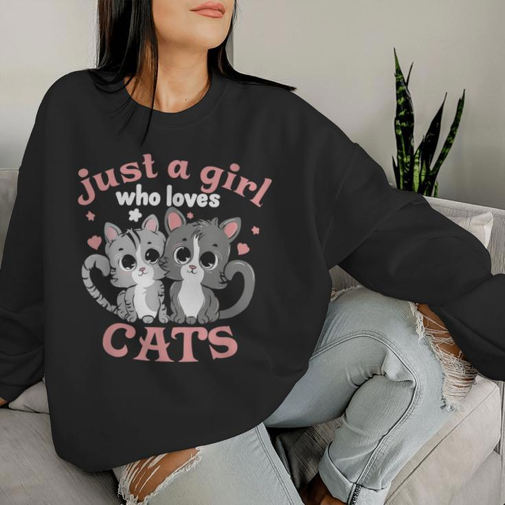 Just A Girl Who Loves Cats Girls Cat Lovers Women Sweatshirt Gifts for Her