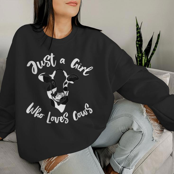 Just A Girl Who Loves Cows Dairy Farmer Mom Women Sweatshirt Gifts for Her