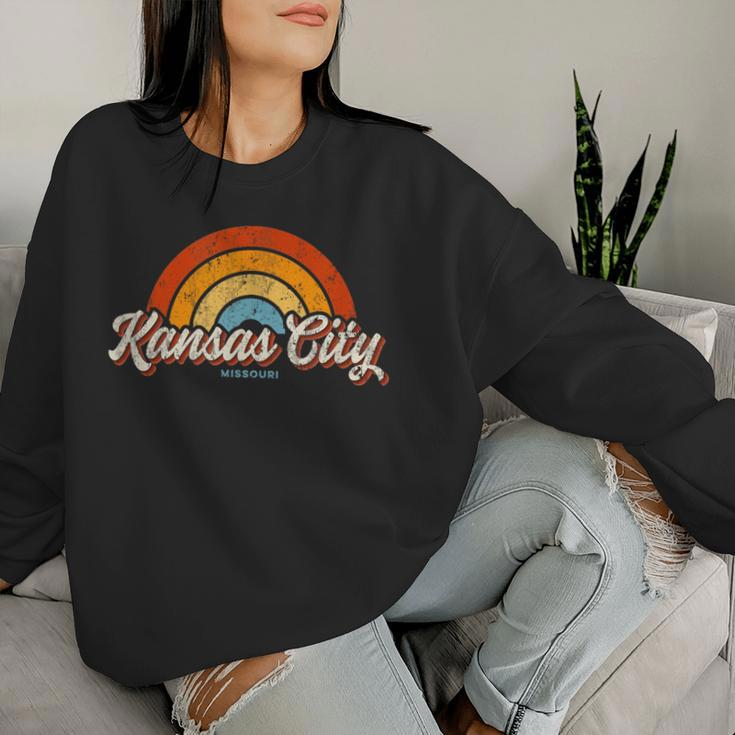 Kansas City Missouri Mo Vintage Rainbow Retro 70S Women Sweatshirt Gifts for Her