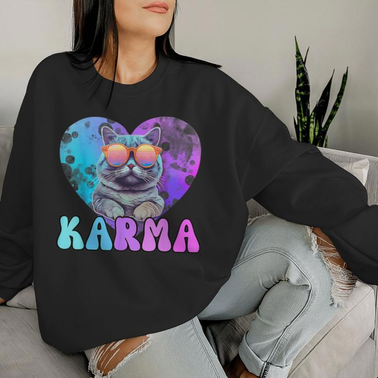 Karma Groovy Letters Concert Summer Heart Cat Lover Women Sweatshirt Gifts for Her