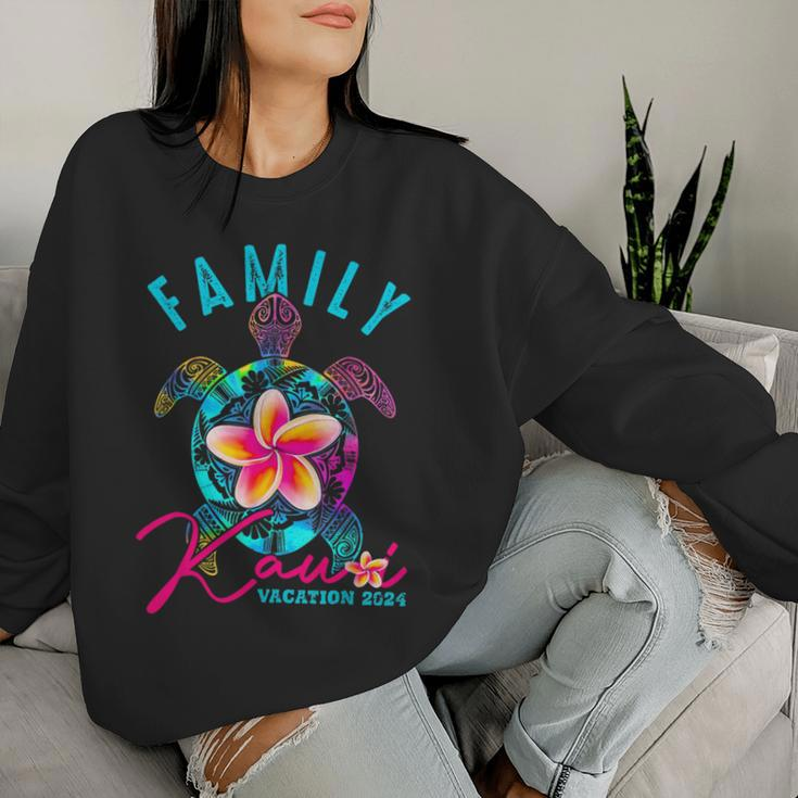 Kauai Hawaii 2024 Tie Dye Sea Turtle Theme Family Vacation Women Sweatshirt Gifts for Her