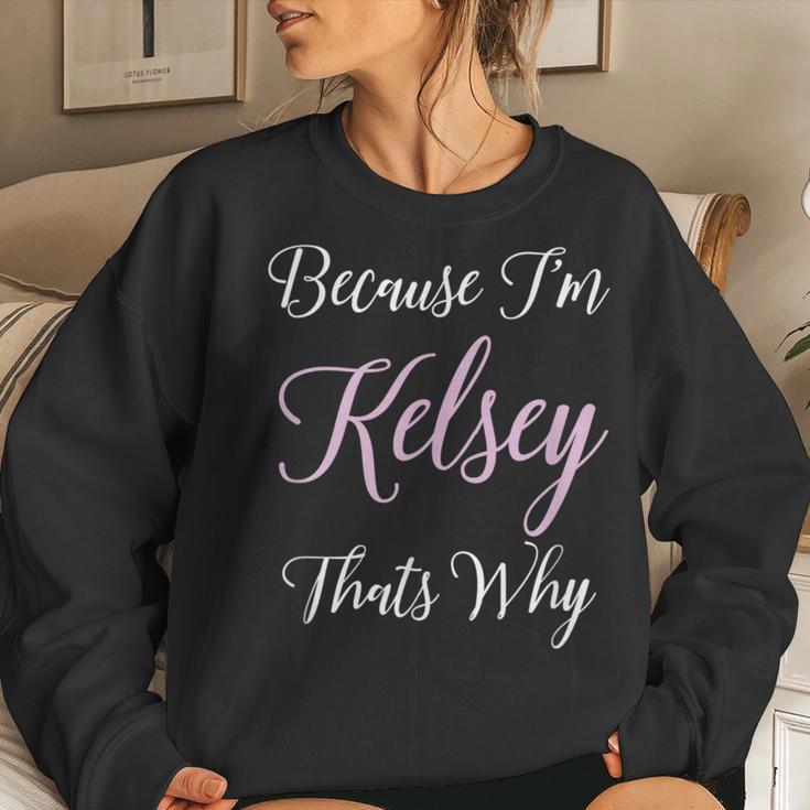 Kelsey Name Personalized Cute Pink Girl Custom Women Sweatshirt Gifts for Her