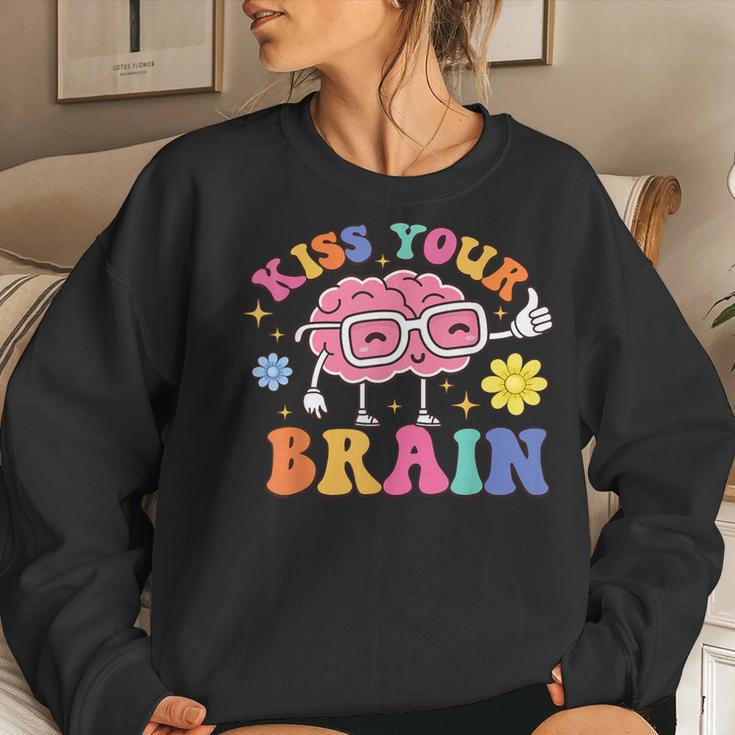 Kiss Your Brain Cute Teacher Appreciation Back To School Women Sweatshirt Gifts for Her