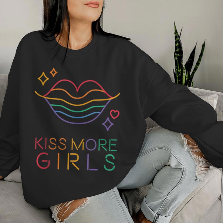 Kiss More Girls Lgbt Cute Lesbian Vintage Lips Pride Month Women Sweatshirt Gifts for Her