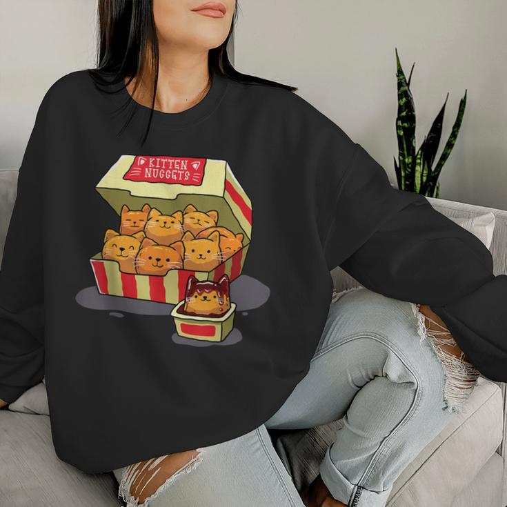 Kitten Nuggets Food Pun Cat Lover Chicken Nuggets Women Sweatshirt Gifts for Her