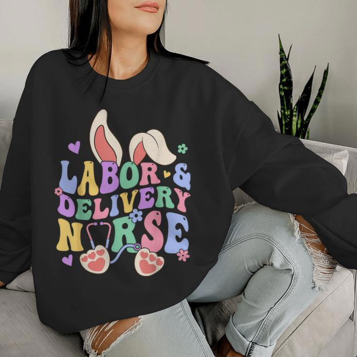 Labor And Delivery Nurse Bunny L&D Nurse Happy Easter Day Women Sweatshirt Gifts for Her