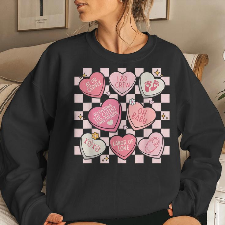 Labor And Delivery Nurse Hearts Candy Valentine's Day Women Sweatshirt Gifts for Her