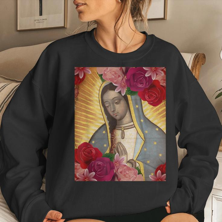 Our Lady Of Guadalupe Rose Blessed Mother Mary Catholic Women Sweatshirt Gifts for Her