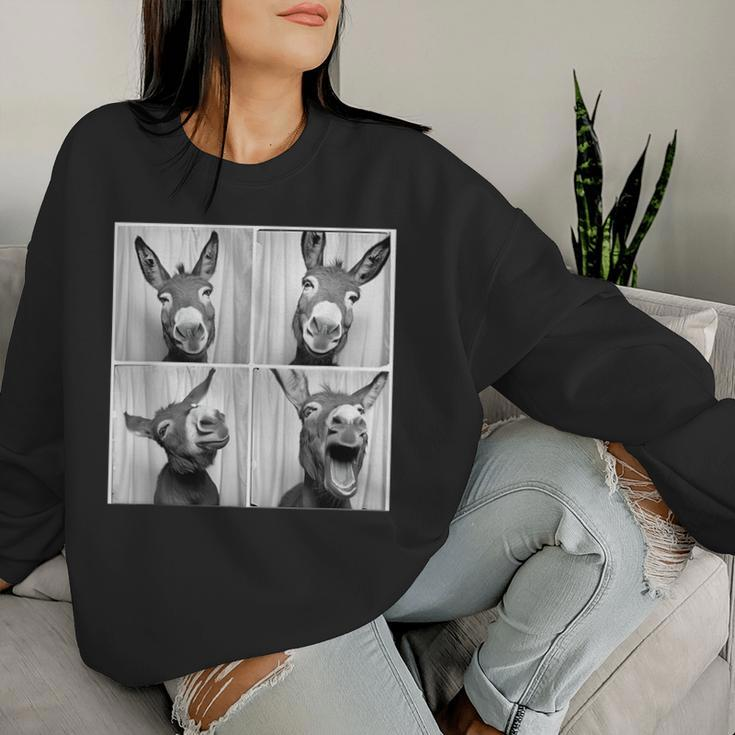 Laughing Donkey Face Quirky Farm Farming Donkey Women Sweatshirt Gifts for Her