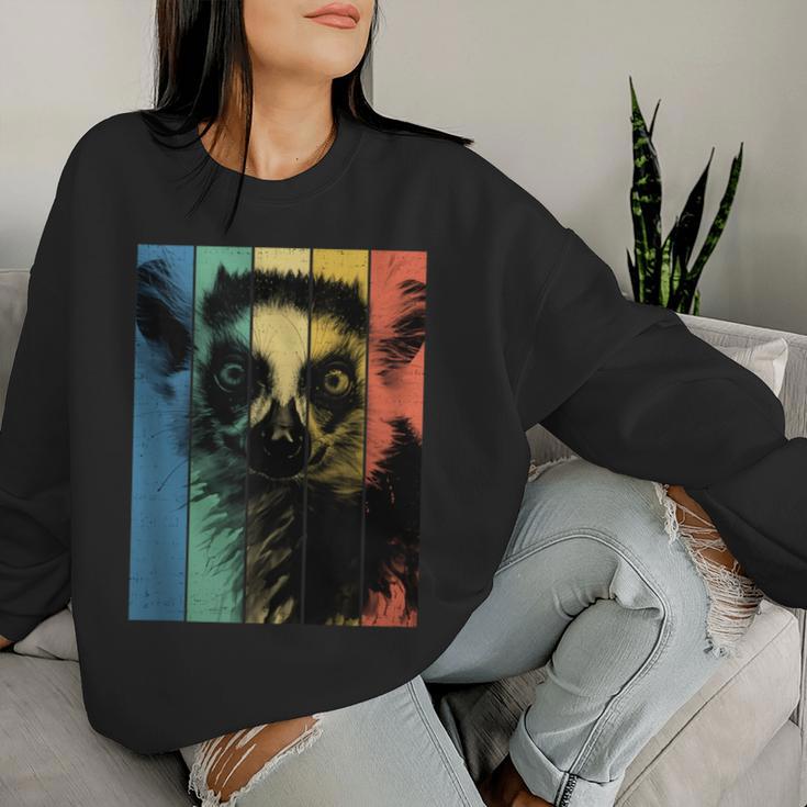 Lemur Porträtintage Stil Mama Papa Sweatshirt Frauen Geschenke für Sie