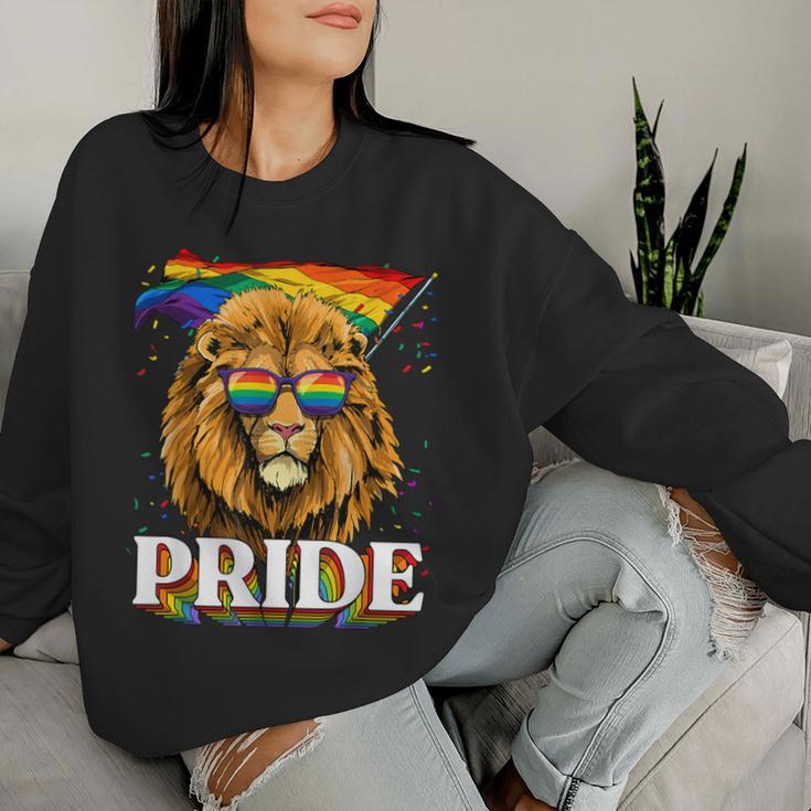 Lgbt Lion Gay Pride Lgbtq Rainbow Flag Sunglasses Women Sweatshirt Gifts for Her