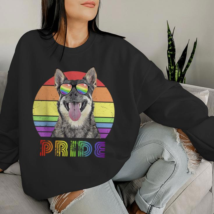 Lgbtq Swedish Vallhund Dog Rainbow Love Gay Pride Women Sweatshirt Gifts for Her