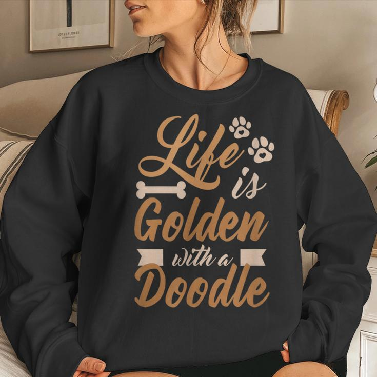 Life Is Golden With Doodle Mom Dog Goldendoodle Women Sweatshirt Gifts for Her