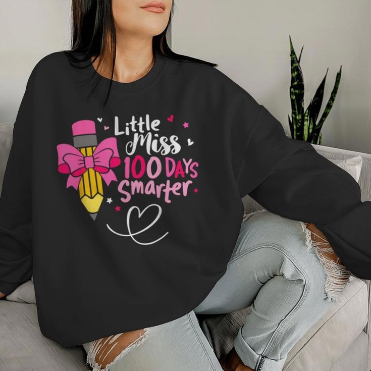 Little Miss 100 Days Smarter 100Th Day Of School Girls Kid Women Sweatshirt Gifts for Her