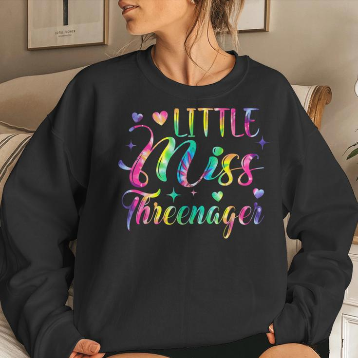 Little Miss Threenager 3Rd Birthday Girls Tie Dye Women Sweatshirt Gifts for Her