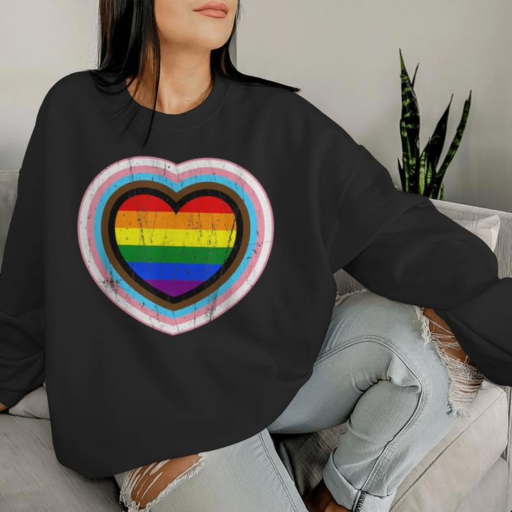 Love Is Love Gay Pride Progress Pride Rainbow Heart Lgbtq Women Sweatshirt Gifts for Her