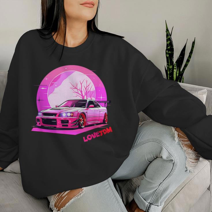 Love Jdm Girl Racer Pink Japanese Modified Race Car Women Sweatshirt Gifts for Her