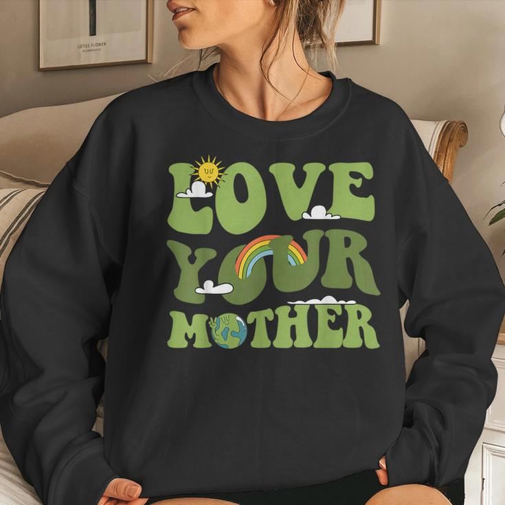 Love Your Mother Groovy Hippie Earth Day Love Women Sweatshirt Gifts for Her