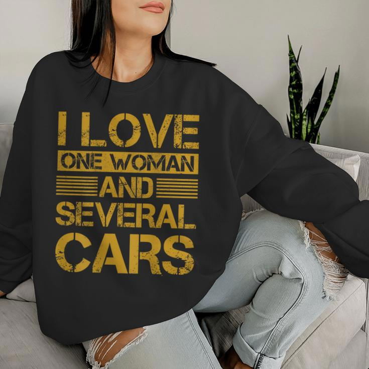 I Love One Woman And Several Cars On Back Women Sweatshirt Gifts for Her