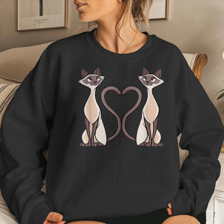 Love Siamese Cat Heart Kitten Cat Girl Women Women Sweatshirt Gifts for Her