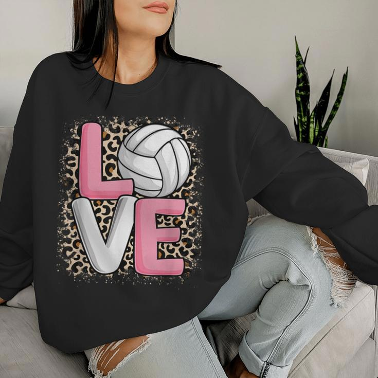 Love Volleyball Leopard Print Girls Volleyball Lover Women Sweatshirt Gifts for Her