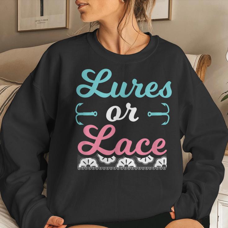 Lures Or Lace Pregnancy Gender Reveal Boy Or Girl Women Sweatshirt Gifts for Her