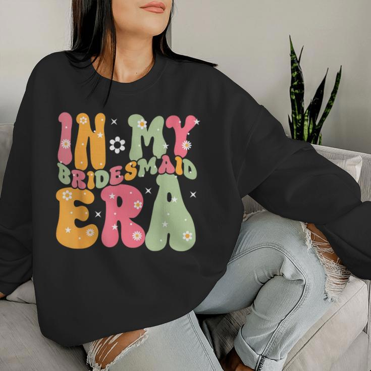 Maid Of Honor In My Bridesmaid Era Groovy Bachelorette Women Sweatshirt Gifts for Her