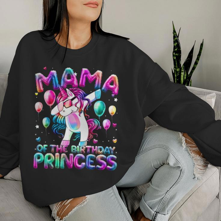Mama Of The Birthday Princess Girl Dabbing Unicorn Mom Women Sweatshirt Gifts for Her
