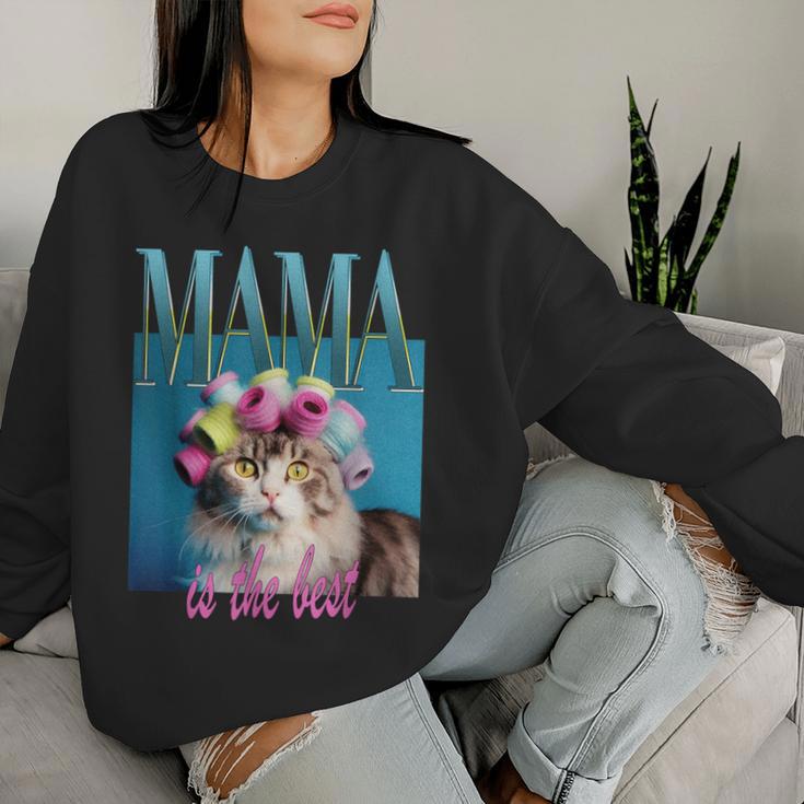 Mama Ist Die Beste Muttertag Lustige Katzen 80Erintage Sweatshirt Frauen Geschenke für Sie