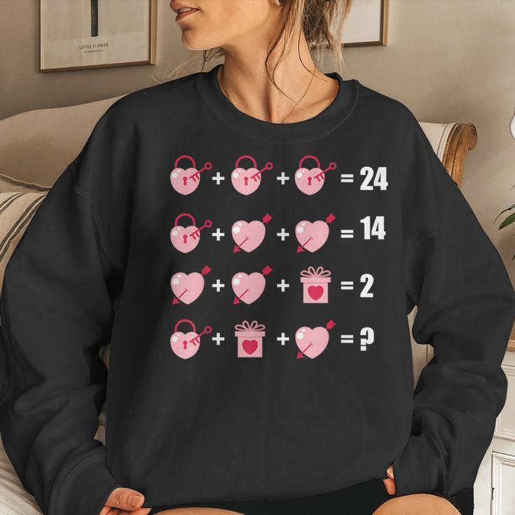 Math Equation Heart Valentines Day Cool Teacher Students Women Sweatshirt Gifts for Her