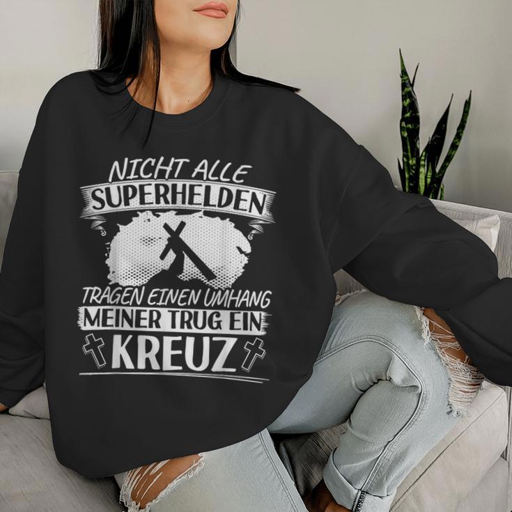 Mein Superheld Trug Ein Kreuz Christianum Glaube Jesus Sweatshirt Frauen Geschenke für Sie