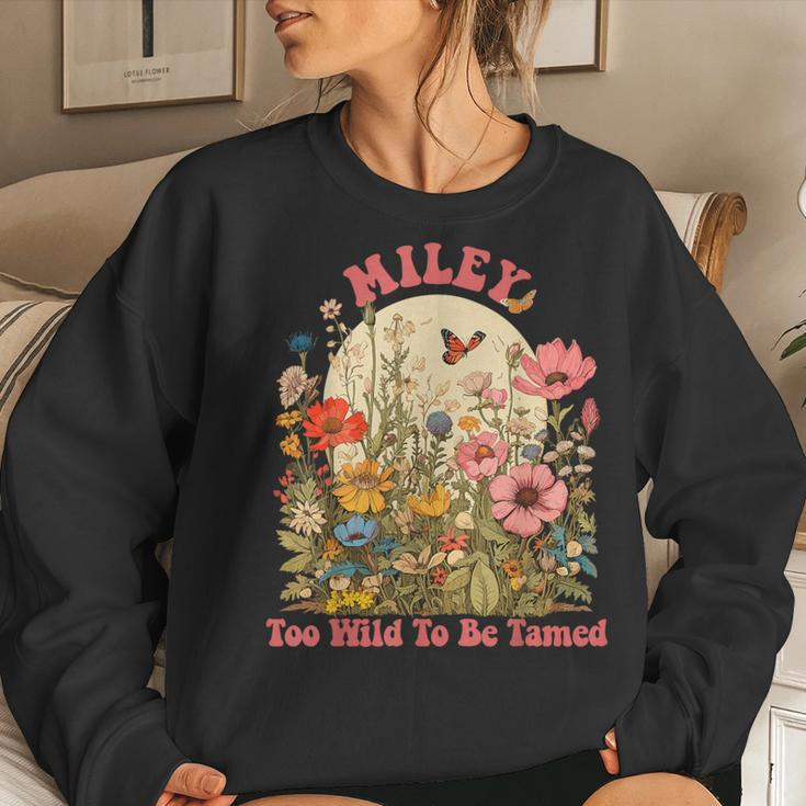 Miley Name Cute Retro Girls Wildflower Miley Name Women Sweatshirt Gifts for Her