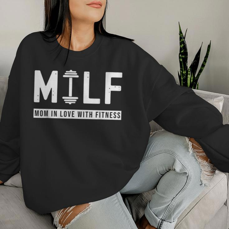 Milf Mom In Love With Fitness Saying Quote Women Sweatshirt Gifts for Her
