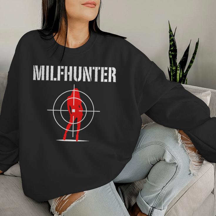 Milfhunter I Sexy Hot Mum Mom Checker Motif Sweatshirt Frauen Geschenke für Sie