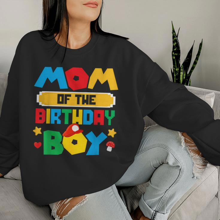 Mom Of The Birthday Boy Game Gaming Mom And Dad Family Women Sweatshirt Gifts for Her