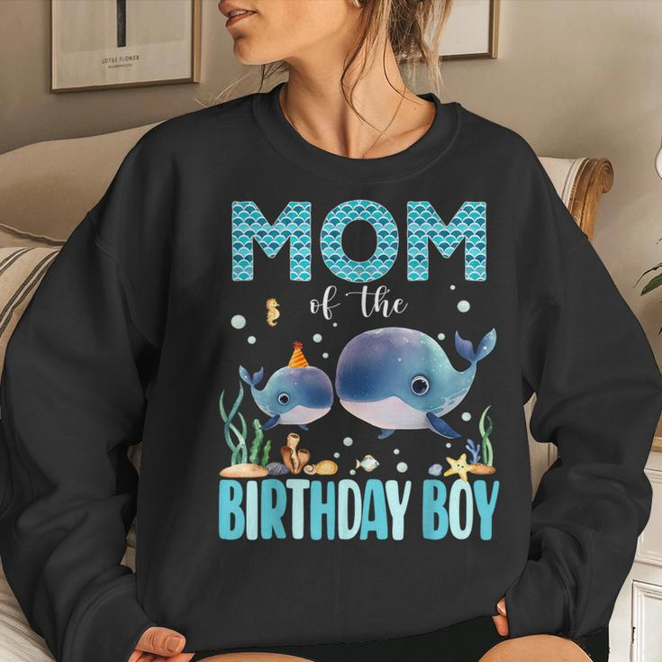Mom Of The Birthday Boy Whale Shark Sea Fish Ocean Whale Women Sweatshirt Gifts for Her